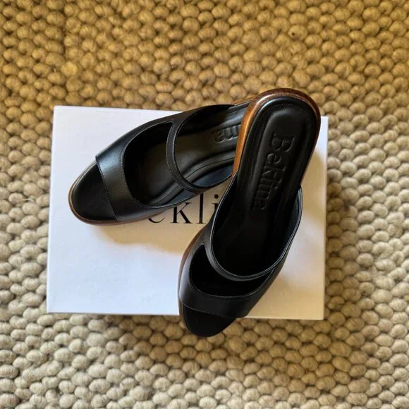 Beklina Low Sedia Clog Black Leather Size 8 - Picture 4 of 6